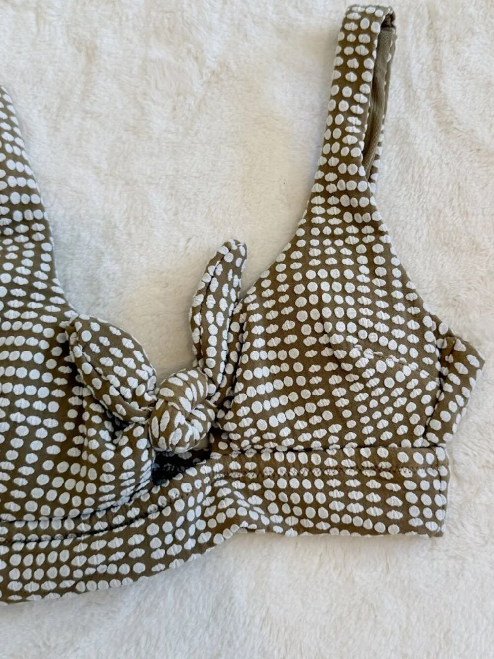 NWT Aerie Jacquard Polka Dot Bikini Top in Soft Stone - Size: XXS